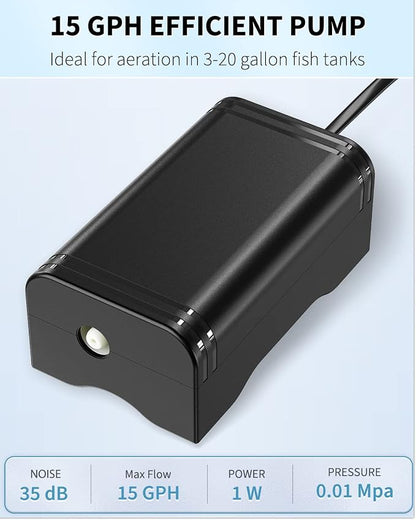 Pawfly Mini Aquarium Air Pump for 3-20 Gallon Nano Fish Tanks 15 GPH Oxygen - Image 4