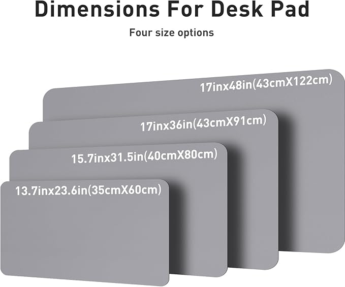 Aothia Leather Desk Pad Protector, Mouse Pad, Office Desk Mat, Non-Slip PU Leather Desk Blotter, Laptop Desk Pad, Waterproof Desk Writing Pad for Office and Home (36" x 17", Light Grey)