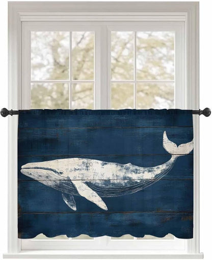 Sheer Curtains 54 Inch Length, Summer Whale Semi Sheer Curtains Light Filtering by Unknown