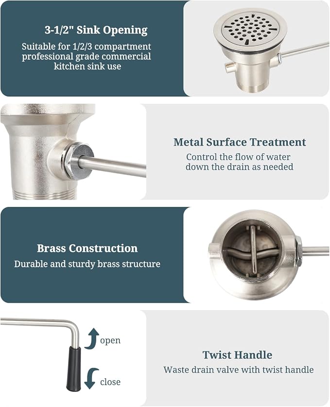 3-1/2 Inch Commercial Sink Drain - Image 3