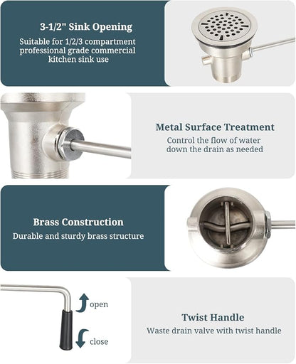 3-1/2 Inch Commercial Sink Drain - Image 3