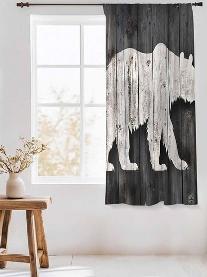 Sheer Curtains 72 Inches Long, Farmhouse Country Rustic Wooden Grain Privacy - Image 3