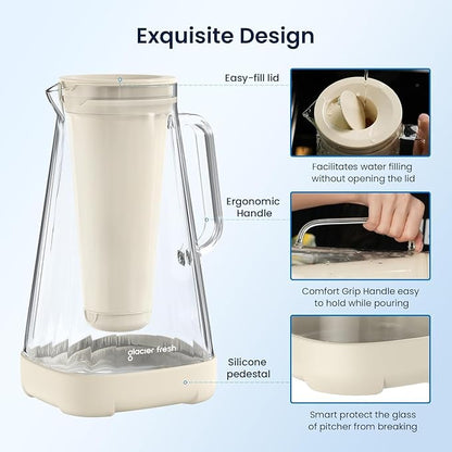 GLACIER FRESH 10 Cup Purela Glass Water Pitcher - Image 4