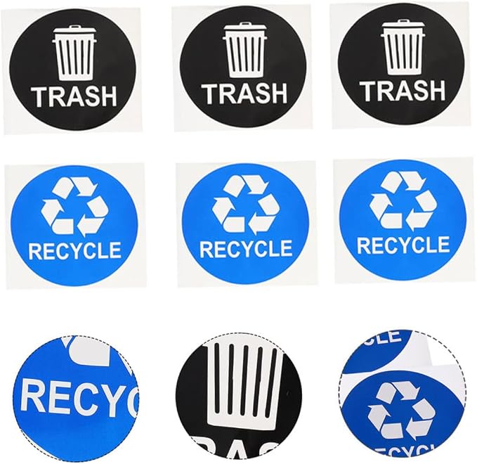 TEHAUX 8pcs Garbage Bin Sticker Waste Sorting Recycling Labels PVC Trash Can - Image 9
