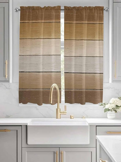 Vintage Brown Gradient Wood Grain Window Valance Curtains, Farmhouse Wood Barn - Image 3