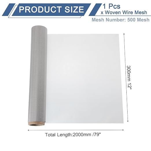 uxcell 500 Mesh 79" x 12" Woven Wire Mesh, 304 Stainless Steel Air Vent Filter - Image 2