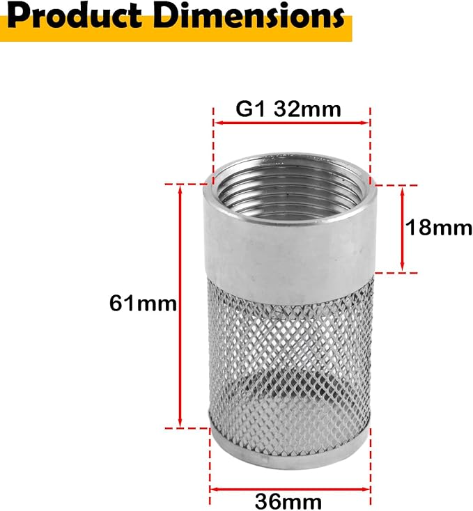 Dia Hose Inlet Suction Strainer Filter, Stainless Steel Water Pump Filter - Image 6