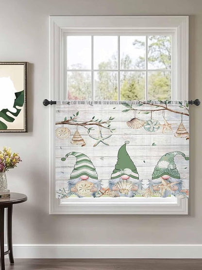 Sheer Curtains 54 Inch Length, Sage Green Gnomes Semi Sheer Curtains Light - Image 2