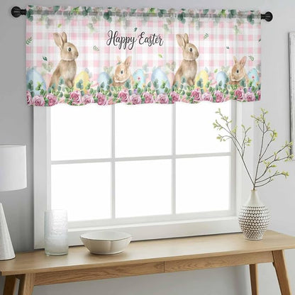 Easter Sheer Valances for Windows 42"x12", Light Filtering Kitchen Curtains - Image 2