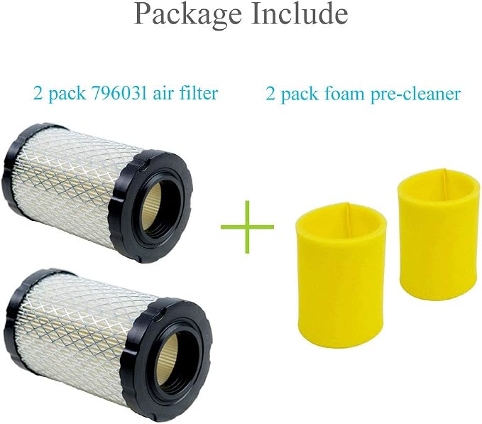 HOODELL 2 Pack 796031 Air Filter + Pre Cleaner Compatible - Image 2