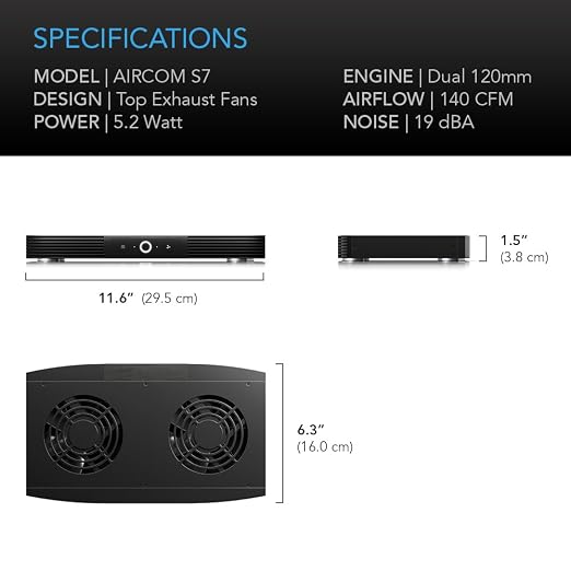 AC Infinity AIRCOM S7, Quiet Cooling Fan System 12" Top-Exhaust - Image 6