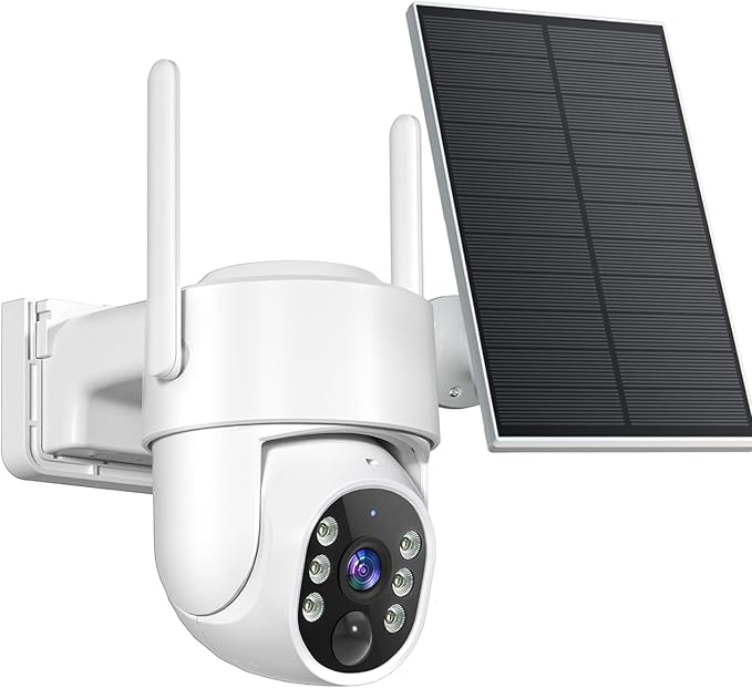 Gianteye 4MP Solar Security Cameras Wireless Outdoor, WiFi Security Camera Outside with Color Night Vision, Solar & Battery Powered 2.4G&5G Camera for Home Security,Compatible Home Hub Only