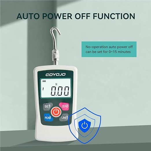GOYOJO Digital Force Gauge High-Precision Push-Pull Meter for Tension & Compression Testing Units (N, kg, lb, oz) Real-Time/Peak/First Peak Modes Ideal for Quality Control & Material Testing (3N)