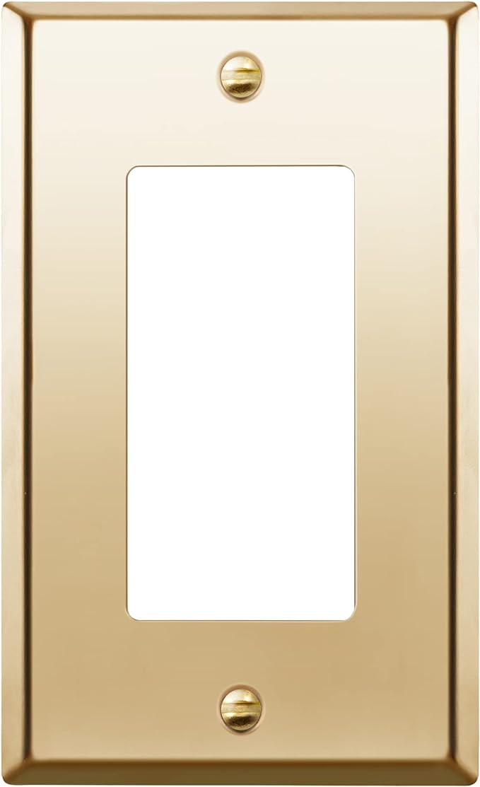 ENERLITES Decorator Switch or Outlet Metal Wall Plate, Stainless Steel Outlet Cover, Corrosion Resistant, Size 1-Gang 4.50" x 2.76", Stainless Steel 201, 7731-PB, Polished Brass, Gold
