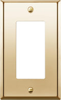 ENERLITES Decorator Switch or Outlet Metal Wall Plate, Stainless Steel Outlet Cover, Corrosion Resistant, Size 1-Gang 4.50" x 2.76", Stainless Steel 201, 7731-PB, Polished Brass, Gold