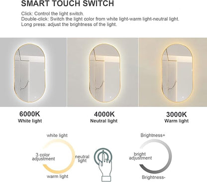 Oval LED Illuminated Bathroom Mirror, Wall-mounted Vanity Makeup Mirror - Image 2