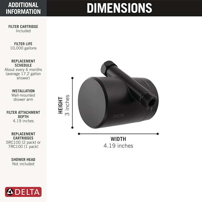 Delta Faucet Clarifi Standard Shower Filter Attachment - Image 6