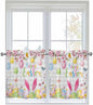 Happy Easter Half Window Curtains 24 Inches Long, Spring Watercolor Bunny Eggs by Unknown