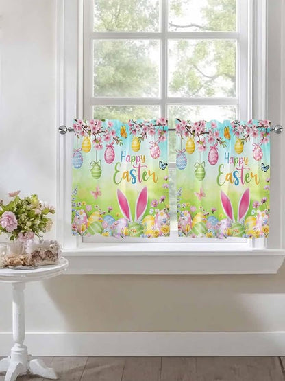 Easter Half Window Curtain 36 Inches Long, Spring Bunny Colorful Rabbit Eggs - Image 7