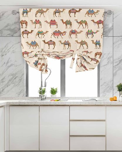 Tie Up Curtains for Windows, Summer Camels Adjustable Balloon Nature Linen - Image 4