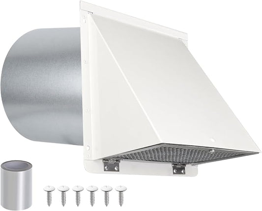 10 Inch Hooded Wall Vent with Screen and Damper, Galvanized Steel Exterior Wall by JYINCPED