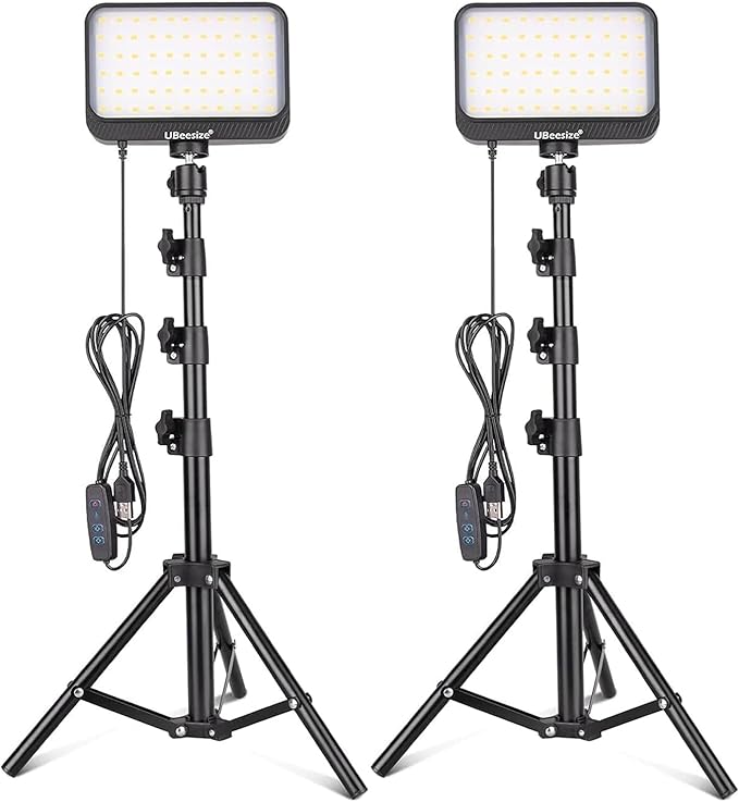 UBeesize LED Video Studio Light Kit - 16 Color Filters, Adjustable Tripod Stand with Ball Head, Photography Lighting for Video Recording