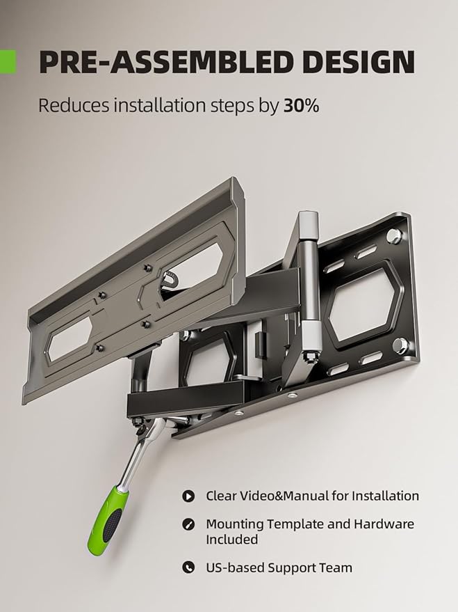 USX MOUNT TV Wall Mount for 32-74 inch Flat Screen/LED/4K up to 110lbs, Full Motion TV Mount Bracket with Swivel & Tilt Articulating Dual Arms, Max VESA 400x400mm, Fits 12/16" Wood Studs