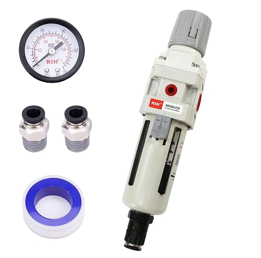 RIH 3/8"NPT Auto Drain Air Filter Pressure Regulator Combo Piggyback, 5 Micron by RIHRightPneumatic
