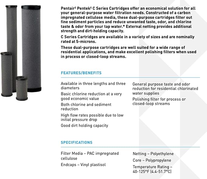 Pentair Pentek C2 Carbon Water Filter, Under Sink Dual Purpose Powdered - Image 4