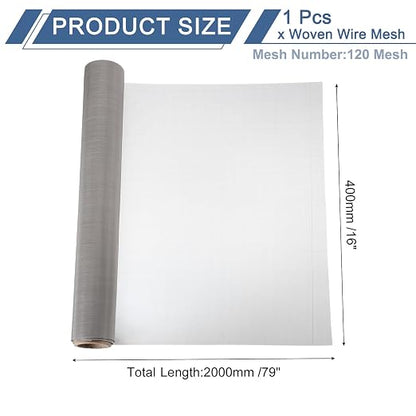 uxcell 120 Mesh 79" x 16" Woven Wire Mesh, 304 Stainless Steel Air Vent Filter - Image 2