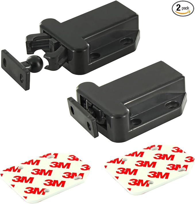 Cabinet latches,Push Latch, Rebound self-Locking Device, with Automatic pop-up Function Cabinet Lock, Prevent The Door from Sliding, Convenient and Practical, Easy to Install. (2 Pack)