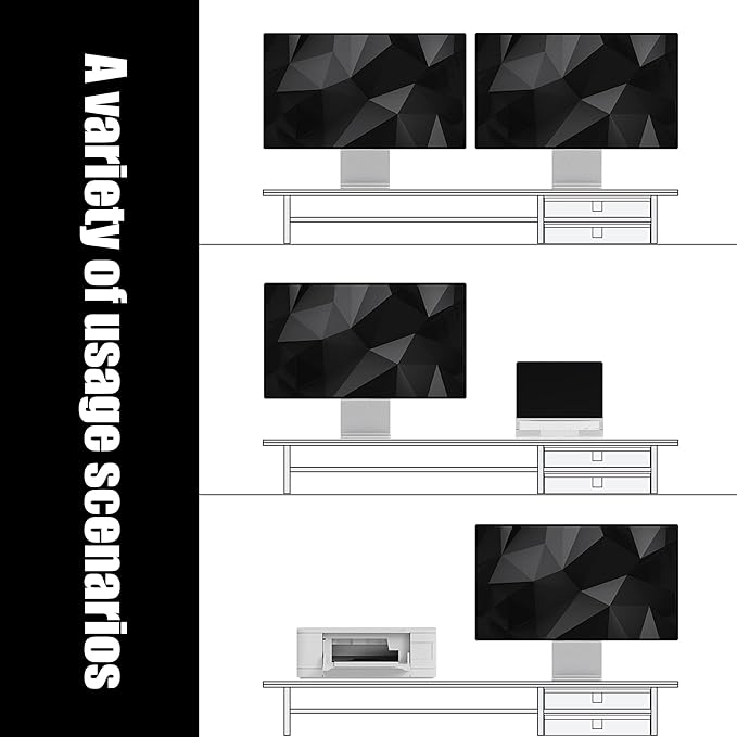 FENSULN Dual‑Tier Monitor Stand Riser with Drawers, Desktop Organizer Shelf Storage for Computer Screen 2 Monitors, Supports for PC Computer Monitor, Printer, Heavy TV Riser White