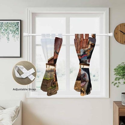 Farm Cows Kitchen Curtains 45 Inch Length, Short Cafe Window Curtains Tab Top - Image 5
