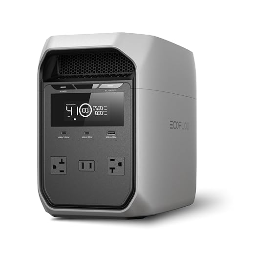 EF ECOFLOW Portable Power Station DELTA 3 Classic, 1024Wh LiFePO4 Battery, 1800W AC/100W USB-C Output, 1 Hr Fast Charge, Solar Generator for Home Backup, Camping & RVs (Solar Panel Optional)