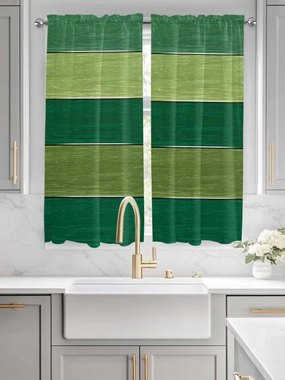 Farm Retro Green Wood Grain Window Valance Curtains, Rustic Wooden Plank - Image 3