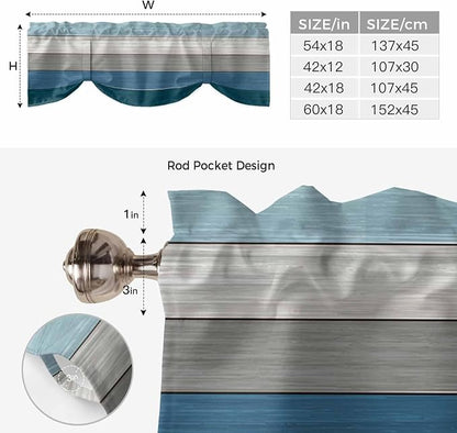 Blue Ombre Wooden Tie Up Valance Curtains - Image 6