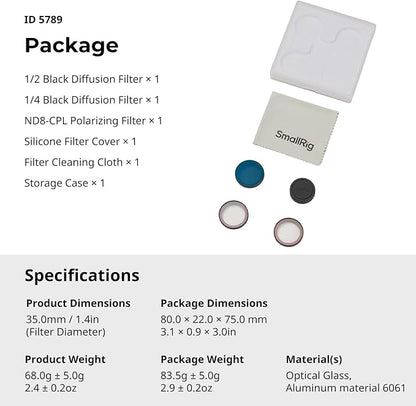 SmallRig Nano Filters Kit for DJI Osmo Nano, Including 1/2 Black Diffusion - Image 7