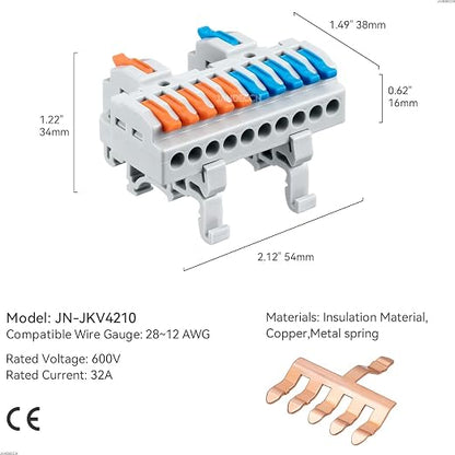 6pcs DIN Rail Terminal Blocks, DIY Splicing Wire Connectors - Image 5