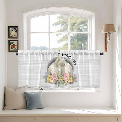 Easter Bunny Kitchen Tier Curtains 36 Inch Long 2 Panel Set, Rod Pocket Half by Unknown