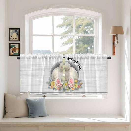 Easter Bunny Kitchen Tier Curtains 36 Inch Long 2 Panel Set, Rod Pocket Half by Unknown