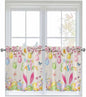 Happy Easter Half Window Curtains 24 Inches Long, Spring Farmhouse Bunny Eggs by Unknown