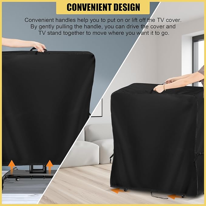 Hdenmist Outdoor TV Cover 32 Inch Weatherproof, Waterproof Outdoor TV Stand Covers for Rolling Mobile TV Stand Cart, Heavy Duty TV Screen Protector Covers for Outside- 32”L x 14”W x 55”H(Cover Only)