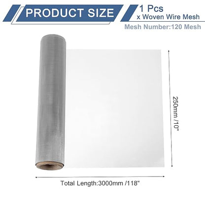 uxcell 120 Mesh 118" x 10" Woven Wire Mesh, 316 Stainless Steel Air Vent Filter - Image 2