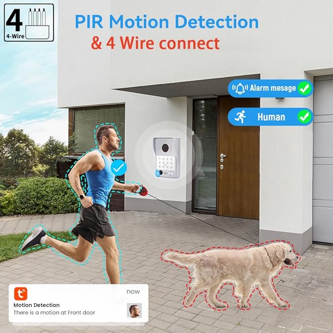 Wired Video Door Phone Apartment Intercom System,7 Inch Touch Monitor with 1080P HD Camera Doorbell,Supporting 5 in 1 Unlocking,Minitoring Motion Detecting for Home Villa,Tuya (2 doorbell + 3 monitor)