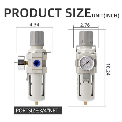 Air Compressor Water Separator Filter 3/4" NPT 0-150 PSI, Compressed Filter - Image 3