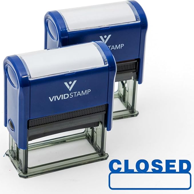Basic Closed Self Inking Rubber Stamp (Blue Ink) - X-Large 2 Pack