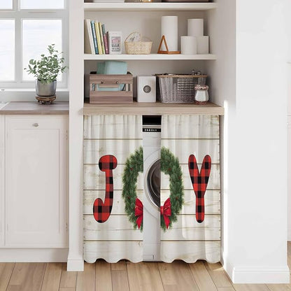 Christmas Wreaths Kitchen Curtains 54 Inch Long 2 Panel Set, Rod Pocket Window - Image 7