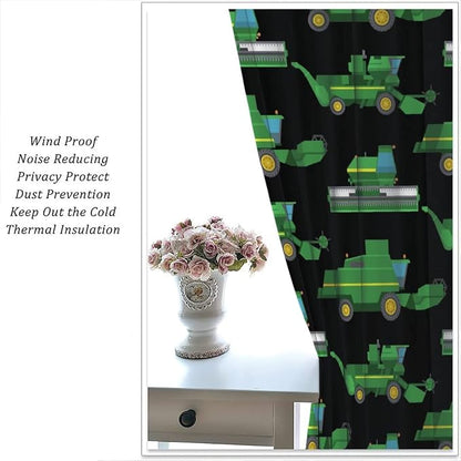 Kids Agriculture Machine Window Curtains, Farm Equipment Tractors Transport - Image 5