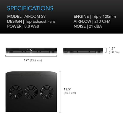 AC Infinity AIRCOM S9, Quiet Cooling Fan System 17" Top-Exhaust - Image 6