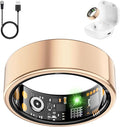 Smart Health Ring for Women Men, Fitness Tracker Ring with Heart Rate, Blood Oxygen, Sleep Tracker, Step Tracker, No Subscription Fee, IP68 Waterproof Smart Ring for iphone & Android (Rose Gold, 11#)